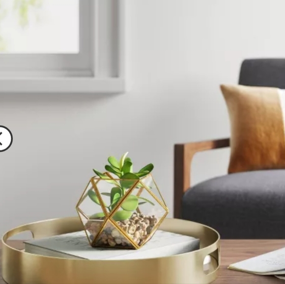 Set o f 2) 5" x 4" Artificial Succulent Plant with Brass Terrarium - Opalhouse - Picture 4 of 7